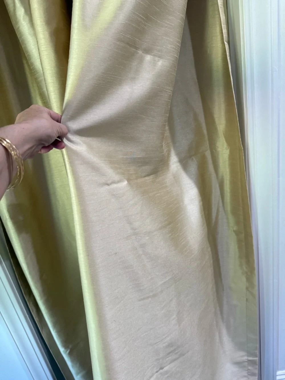 RODEO HOME Gold Faux Silk Taffeta Curtain Panel 54”x90”